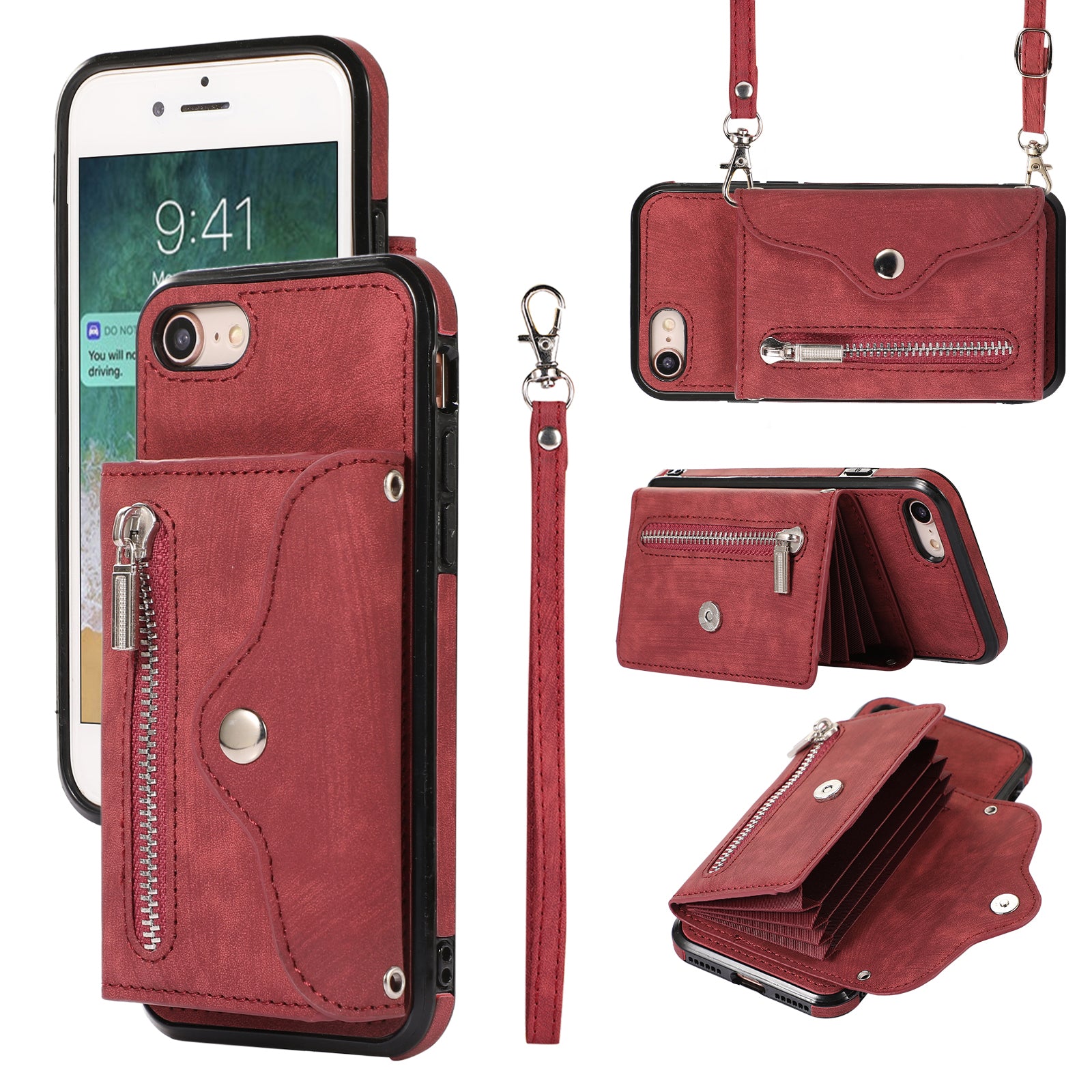 For iPhone 7 8 SE (2020) RFID Blocking Card Bag Phone Case Kickstand PU Leather+TPU Cover For iPhone 7 8 SE (2020) RFID Blocking Card Bag Phone Case Kickstand PU Leather+TPU Cover